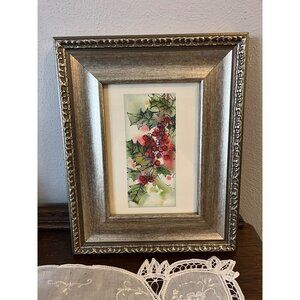 Holly Christmas Card Cover in Repurposed Frame